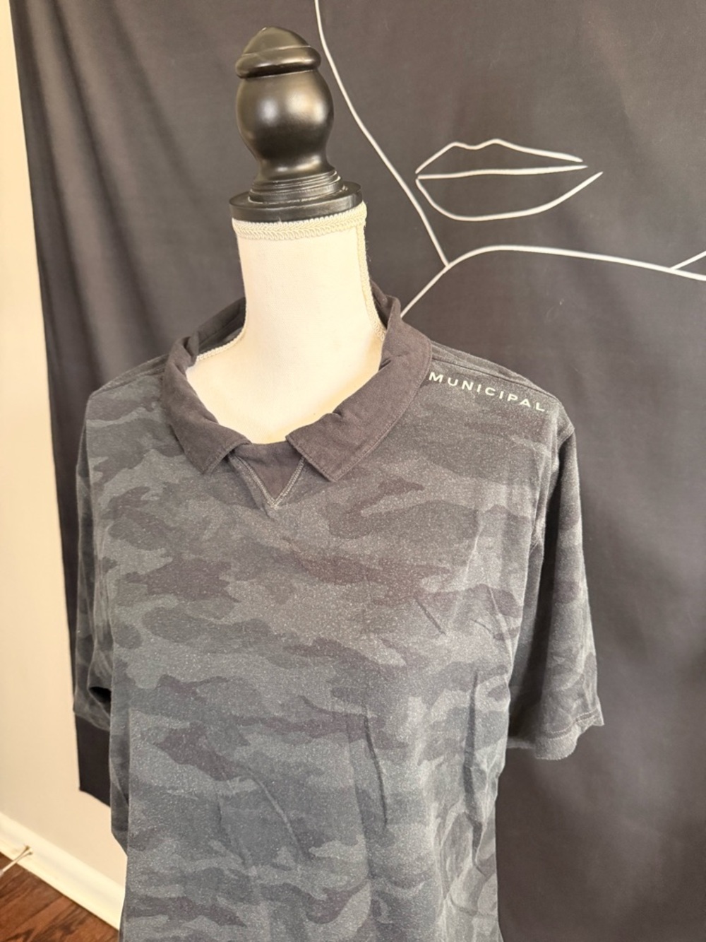 Men’s Municipal Gray Camo Polo Shirt - Picture 2 of 5